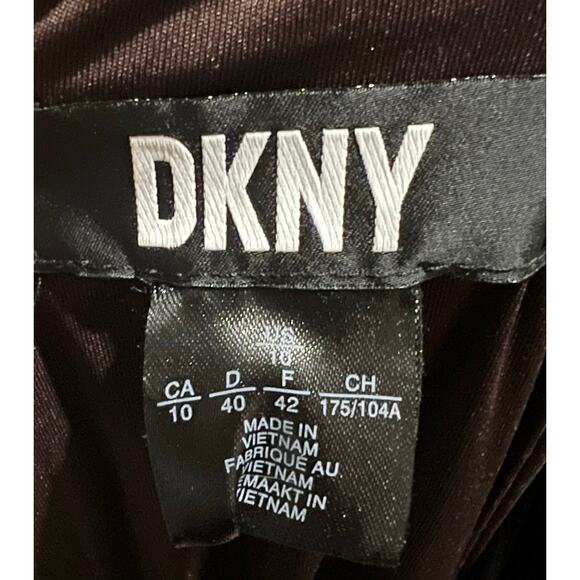 DKNY Women’s Brown Velvet Faux-Wrap Flutter-Sleeve Dress Midi Belted Womens 10 - Picture 11 of 12